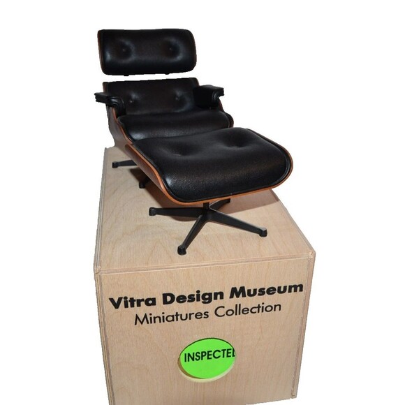 Vitra Design Museum Miniature Herman Miller Eames Chair & ottoman in Box Lounger - Picture 1 of 7